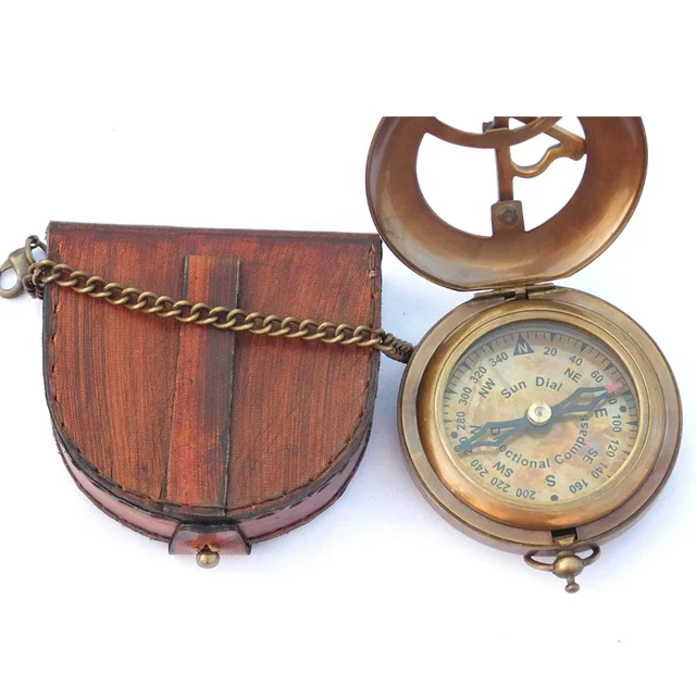 UNIQUE NAUTICAL Pocket Compass Watch for Navigation | Antique Compass | Little Compass Set | Brass Compass