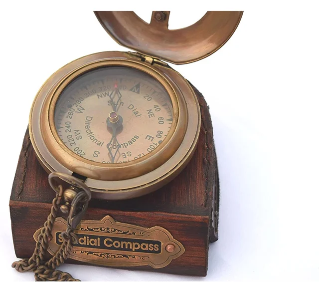 UNIQUE NAUTICAL Pocket Compass Watch for Navigation | Antique Compass | Little Compass Set | Brass Compass