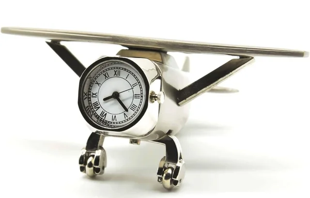ZAHEPA Airplane Miniature Desk Clock, Analog Table Clocks, Paper Weight Stylish, Manual Time Adjustment & Easy Battery Replacement, Ideal for Student & Kids Bedroom