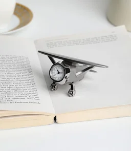 ZAHEPA Airplane Miniature Desk Clock, Analog Table Clocks, Paper Weight Stylish, Manual Time Adjustment & Easy Battery Replacement, Ideal for Student & Kids Bedroom