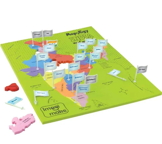 Imagimake Mapology India With State Capitals - Educational Toy And Learning Aid For Boys And Girls - India Map Puzzle - Jigsaw Puzzle, 25 Pieces, Kids