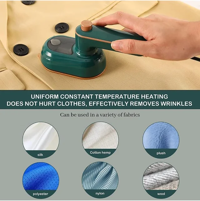 CLEGO Portable Mini Garment Steamer - Lightweight, Foldable, and Handheld Travel Iron Support Dry And Wet Wrinkle Removal in Clothes - Teal