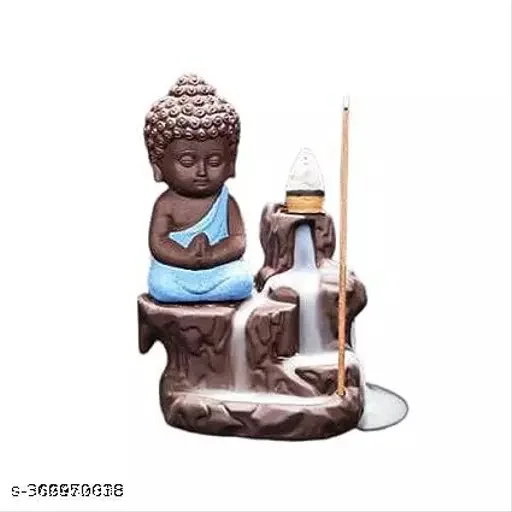 HK-Resin Buddha Backflow Smoke Fountain With 10 Pcs Cone Incense, Standard