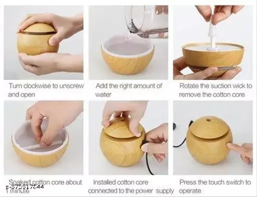 Sk Creations Mini Portable Wood Aromatherapy Humidifier Office Desktop Home Travel Water Spray Mist Humidifier