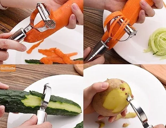 Solitude PCENF5311 (Set of 3) Stainless Steel Vegetable Peeler Set Includes Apple Corer, Straight Julienne Peeler, Veggie Cutter & Slicer60%off