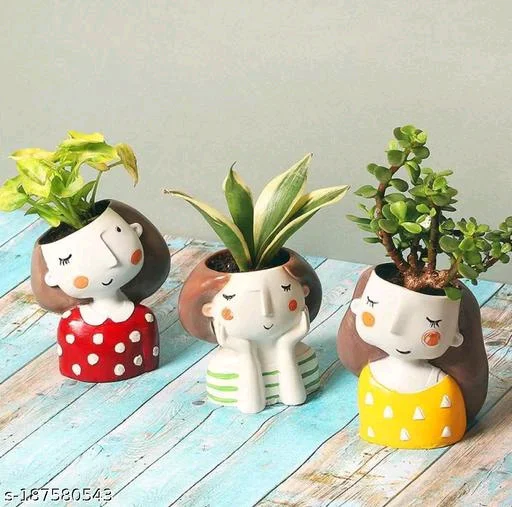 Plant Container Set- without Plant (Pack of 3, Ceramic)Name: Plant Container Set- without Plant (Pack of 3, Ceramic)Material: CeramicShape: OvalType: PotProduct Breadth: 9 CmProduct Height: 9 CmProduct Length: 15 CmNet Quantity (N): Pack PCENF5378 he sizes before buying all sizes are in CM kindly check the sizes weather suits your requirement, kindly do not return for size issu