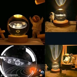 Hari enterprise PCENF5411 3D Crystal Ball Night Light Clear Galaxy LED Light with Wooden Base Glass Ball Ornaments Nightlight Decolamp with Touch Switch LED Light Decorative Lamp Gifts for Home Desktop Decor-MoonName: Hari enterprise 3D Crystal Ball Night Light Clear Galaxy LED Light with Wooden Base Glass Ball Ornaments Nightlight Decolamp with Touch Switch LED Light - Moon
