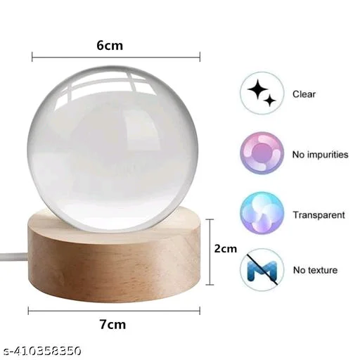 Hari enterprise PCENF5411 3D Crystal Ball Night Light Clear Galaxy LED Light with Wooden Base Glass Ball Ornaments Nightlight Decolamp with Touch Switch LED Light Decorative Lamp Gifts for Home Desktop Decor-MoonName: Hari enterprise 3D Crystal Ball Night Light Clear Galaxy LED Light with Wooden Base Glass Ball Ornaments Nightlight Decolamp with Touch Switch LED Light - Moon