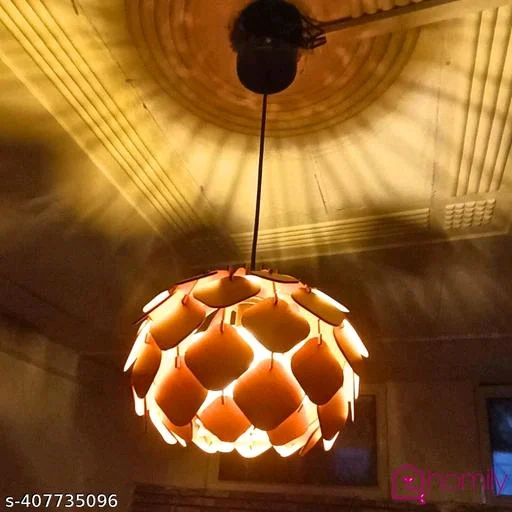 Homily PCENF5433 Wooden Handcrafted Ceiling LampName: Homily Wooden Handcrafted Ceiling LampType: Pendant LightsColor: BrownAssembly: Partially AssembledWatt Recommended: 100Wire Length: 0.5No. Of Lights: 1Holder & Plug Type: B15(Sbc)Net Quantity (N): 1Transform your home with our Homily Wooden Handcrafted Ceiling Lamp. Made from handpicked, high-quality wood
