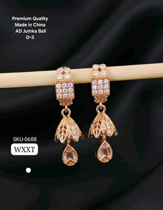 Kanaf ✨ KANAF Premium Quality AD Jumka Bali Earrings | Designer Drop Earrings | Imported Shine Finish | Made in China (D-3)
