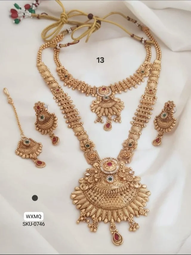 👑 KANAF High Gold Antique Rajwadi Jewellery Set | Premium Bridal Necklace, Long Haram, Earrings & Maang Tikka 