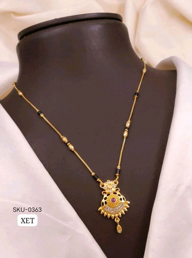 Kanaf ๐ KANAF Fancy MS Dokiya Short Daily Wear Cate | Gold-Plated Brass Mangalsutra | Elegant Daily Use Jewellery for Women