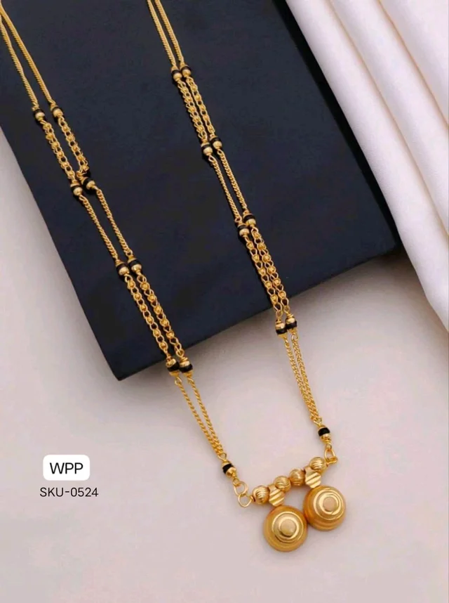 Kanaf ✨ KANAF 18" Short Marathi Mangalsutra (Sort Marathi Ms Dokiyu) | 1 Gram Gold Forming Traditional Black Bead Chain | Daily Wear ✨