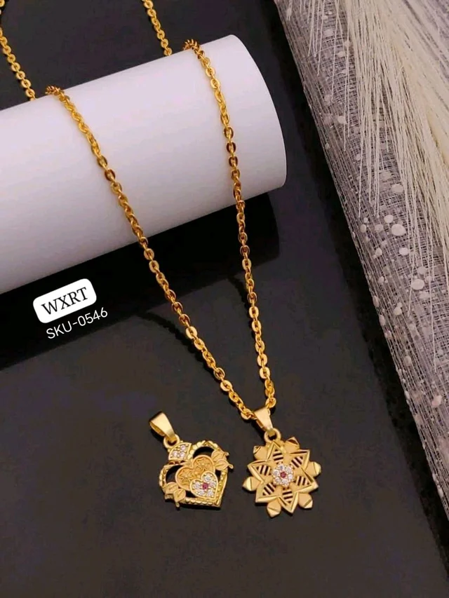Kanaf ✨ KANAF CZ AD Fancy Pendant Combo (2 Pc) with 1 Gram Gold Forming Chain ✨