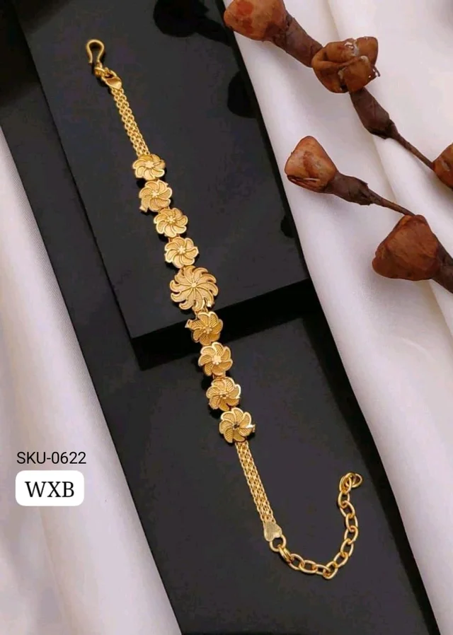 Kanaf 💫 KANAF Fancy Ladies Bracelet | Sunflower Design | Brass | Micro Gold Plating | Daily Wear | Free Adjustable Size