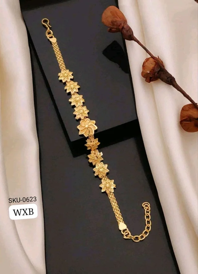 Kanaf 💫 KANAF Fancy Ladies Bracelet | Sunflower Design | Brass | Micro Gold Plating | Daily Wear | Free Adjustable Size