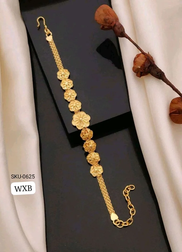 Kanaf ๐ซ KANAF Fancy Ladies Bracelet | Sunflower Design | Brass | Micro Gold Plating | Daily Wear | Free Adjustable Size
