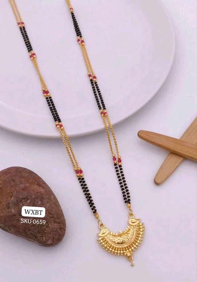 Kanaf 💫 KANAF Fancy Hydro Crystal Methi Kiriya Mangalpot | 2-Line 36” | Brass Micro Gold Plating | Elegant Daily Wear Necklace with Fancy MS Pendant / Fancy Vati Design