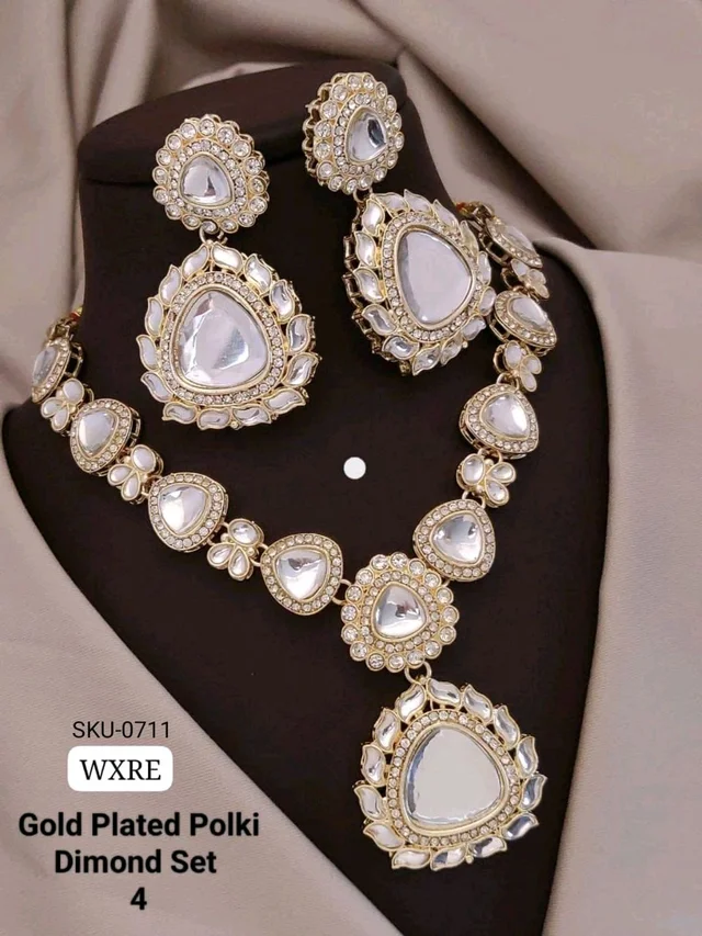 π KANAF Gold Plated Polki Diamond Necklace Set | Bridal Kundan Jewellery | Premium Wedding & Party Wear | Model β 4