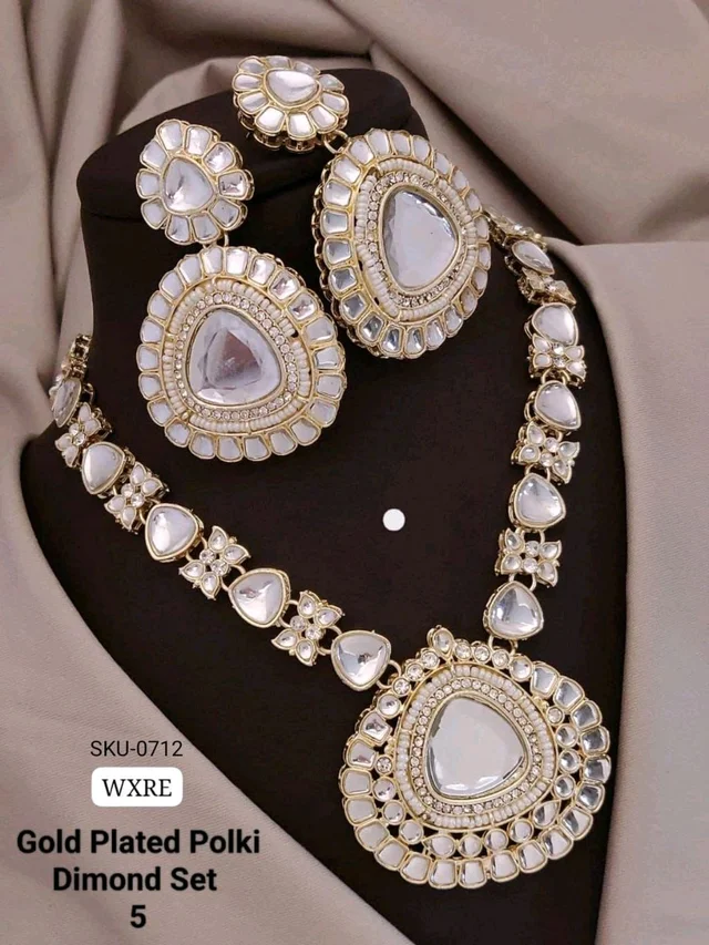 π KANAF Gold Plated Polki Diamond Necklace Set | Bridal Kundan Jewellery | Premium Party & Wedding Wear | Model β 5