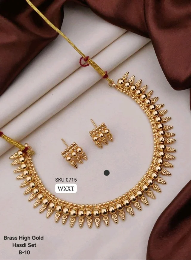 Kanaf π KANAF Brass High Gold Hasdi Necklace Set | Traditional South Indian Design | Premium Bridal & Festive Wear | Model β B-10