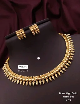 Kanaf π KANAF Brass High Gold Hasdi Necklace Set | Traditional South Indian Design | Premium Bridal & Festive Wear | Model β B-10