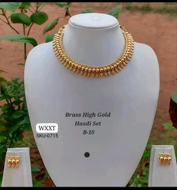 Kanaf π KANAF Brass High Gold Hasdi Necklace Set | Traditional South Indian Design | Premium Bridal & Festive Wear | Model β B-10