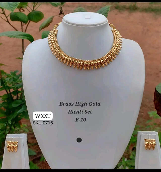 Kanaf π KANAF Brass High Gold Hasdi Necklace Set | Traditional South Indian Design | Premium Bridal & Festive Wear | Model β B-10