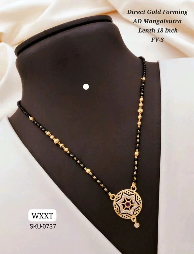 💛 KANAF Direct Gold Forming AD Mangalsutra | Star Round Pendant | 18 Inch | Model FV-3