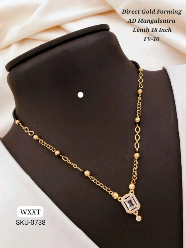 💛 KANAF Direct Gold Forming AD Mangalsutra | Star-Shaped Designer Pendant | 18 Inch | Model FV-3