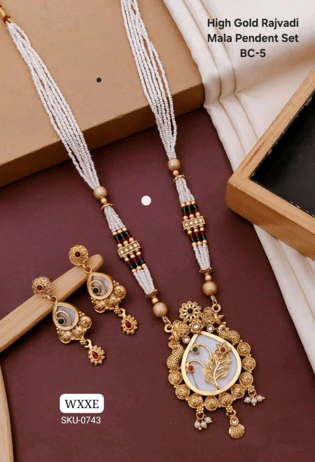 👑 KANAF High Gold Rajwadi Mala Pendant Set | Premium Traditional Long Necklace Set | Model BC-5