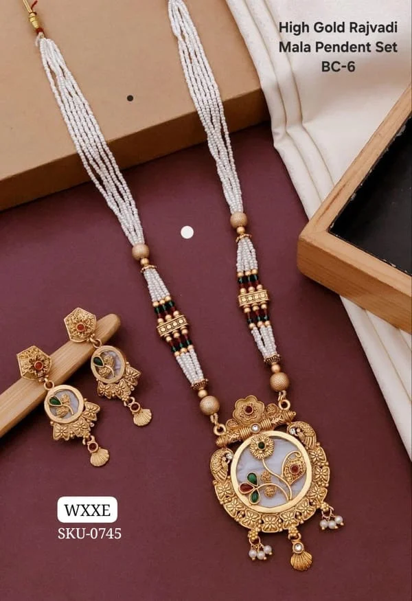 👑 **KANAF High Gold Rajwadi Mala Pendant Set | Traditional Long Necklace Set | Model BC
