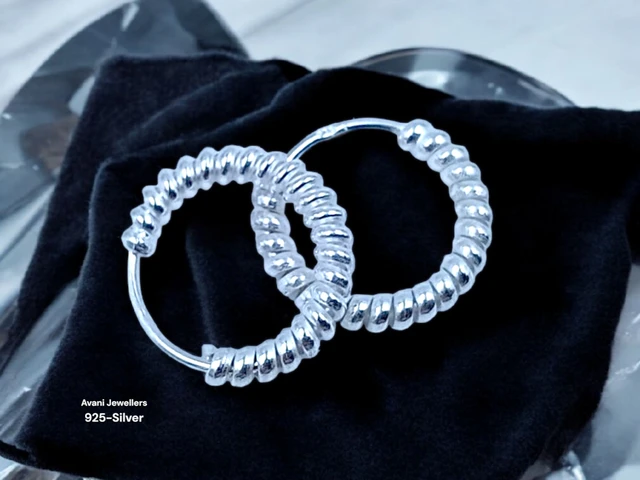 Avani Jewellers Silver Antique Plain Earrings - 1.07