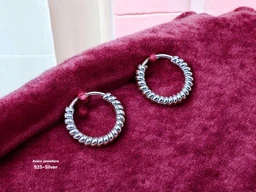 Avani Jewellers Silver Antique Plain Earrings - 1.07