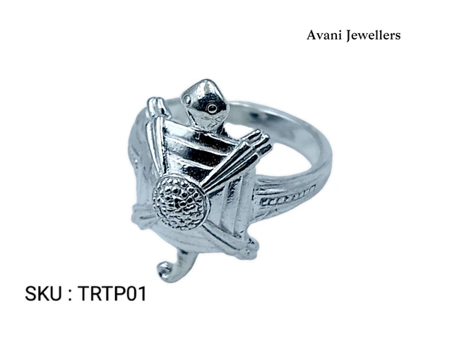 Avani Jewellers Silver Tortoise Plain Ring - 3.26, 14