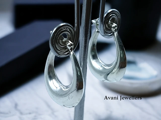 Avani Jewellers Silver Antique Plain Earrings - 4.57