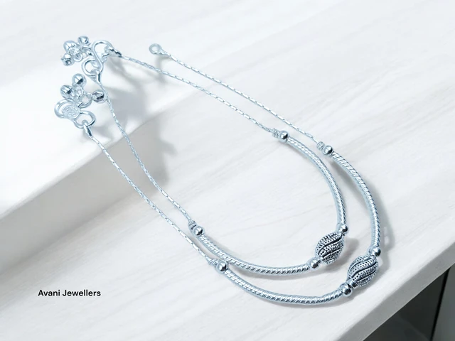 Avani Jewellers Silver Fancy Paayal - 15.3, 10 Inch