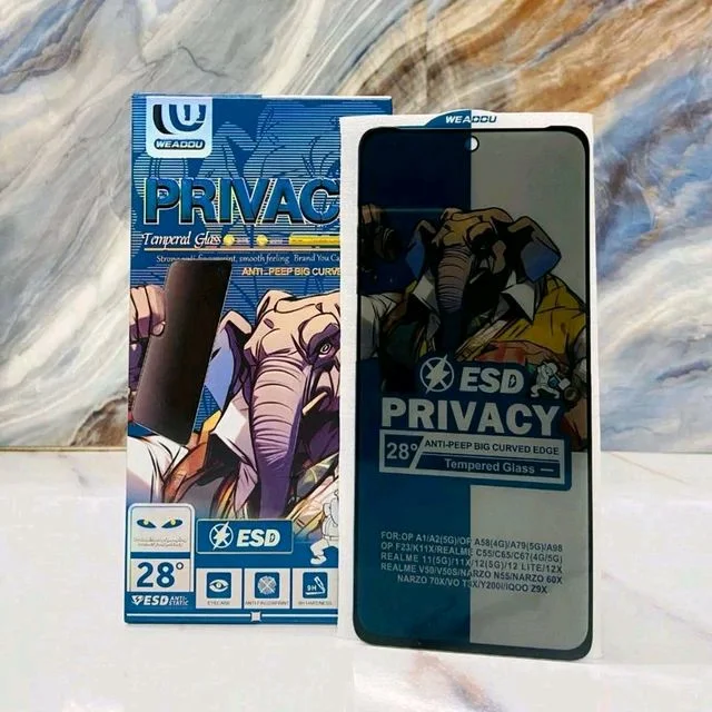 Privacy ANDROID MODAL ESD Anti-Static Edge To Edge Temperd Glass (10 pcs box) - Redmi 10C/12C