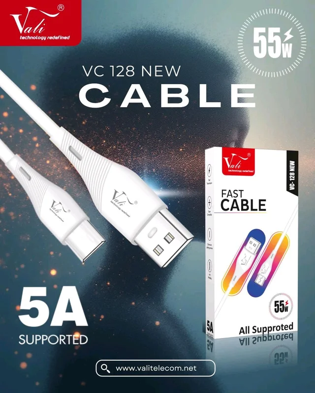 Vali VC-128 New 5A Supported 55w Cable - Type-C