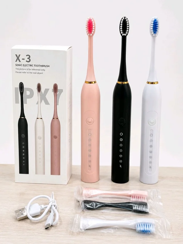 New X-3 Care CUB Sonic Electric Toothbrush IPX7 Waterproof & Rechargeable And Replaceable Heads