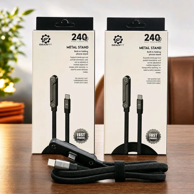 New GearFit 240W Metal Folding Stand Type-C To Type-C 2Mtr Cable