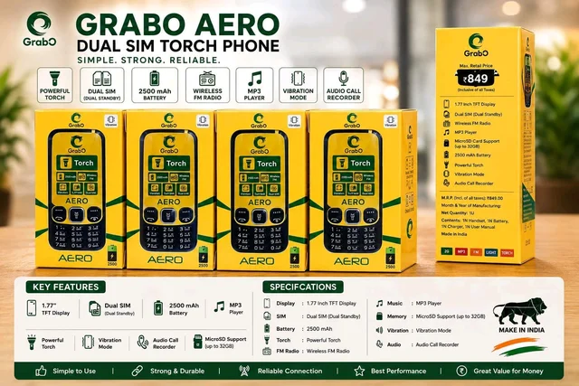 New Grabo (Aero) Dual Sim Torch Keypad Phone