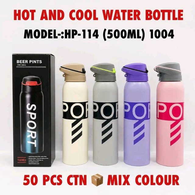 New HP-114 500ML 1004 Hot & Cold Sports Water Bottle (Stainless Steel)