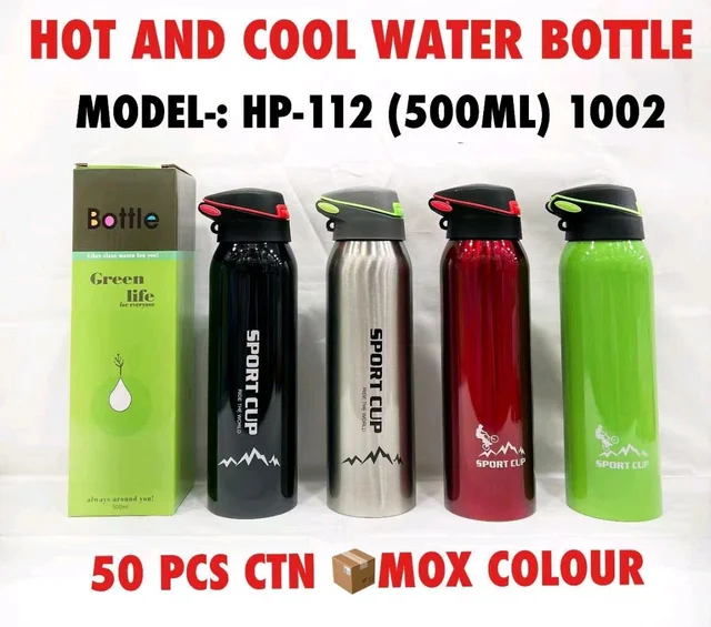 New HP-112 500ML 1002 Hot & Cold Sports Water Bottle (Stainless Steel)