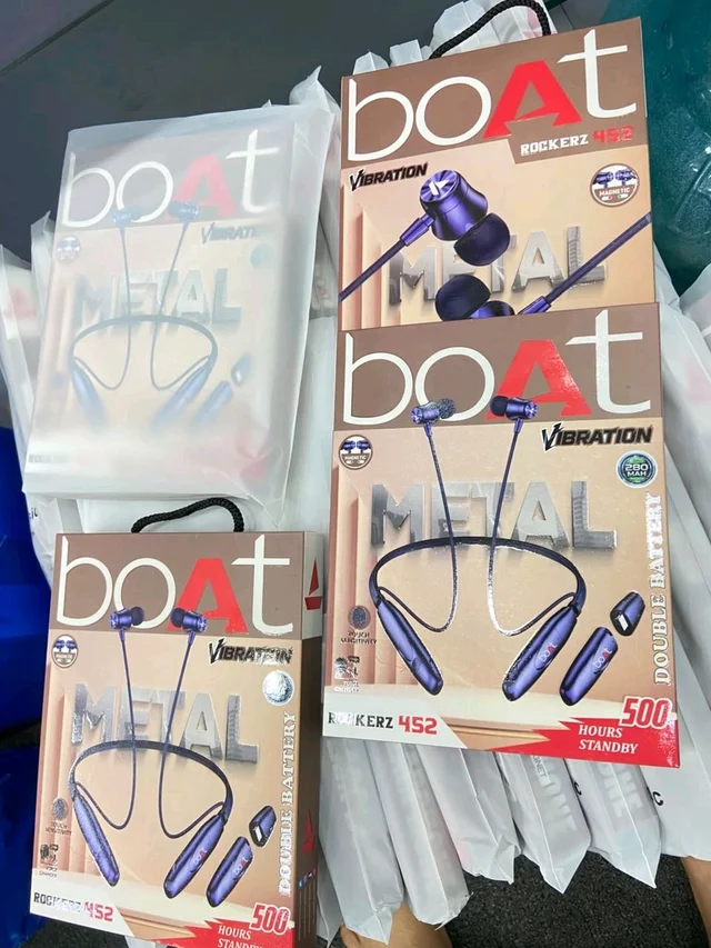 🆕 Boat Rockerz (Double Battery-452) Neckband Double Box Magnetic 🧲 on off+ Voice Changer & Vibration