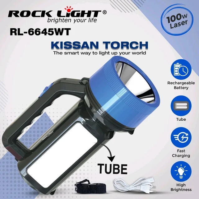 Rocklight RL-6645Wt Kissan Torch Light Rechargeable With Tube Light