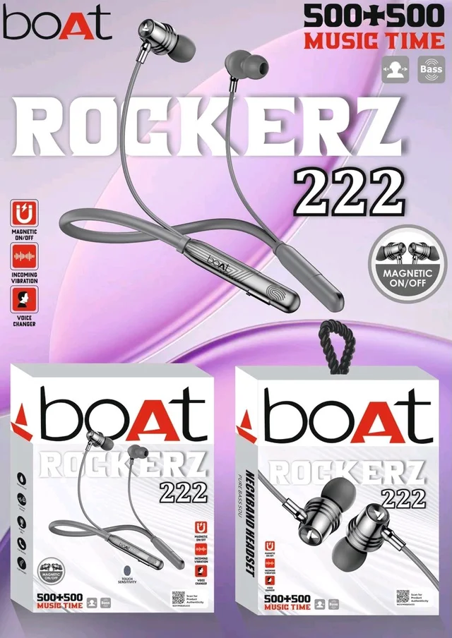 🆕 Boat Rockerz (222) Neckband Metal & Magnetic 🧲 On-Off Shiny