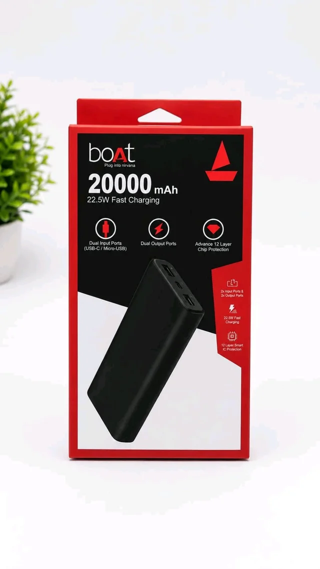 Boat Power Bank 20000mAh 22.5 W Fast Charging Metal Body 1 Year Warranty