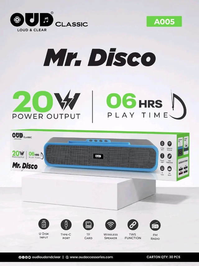 OUD MR. Disco 20W + 6Hrs playtime Soundbar Speaker 🔊