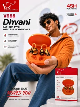 Vali New v655 Dhvani Ear-Cup Type Unique Design Earbuds 45H Playtime (6 Month Warranty)